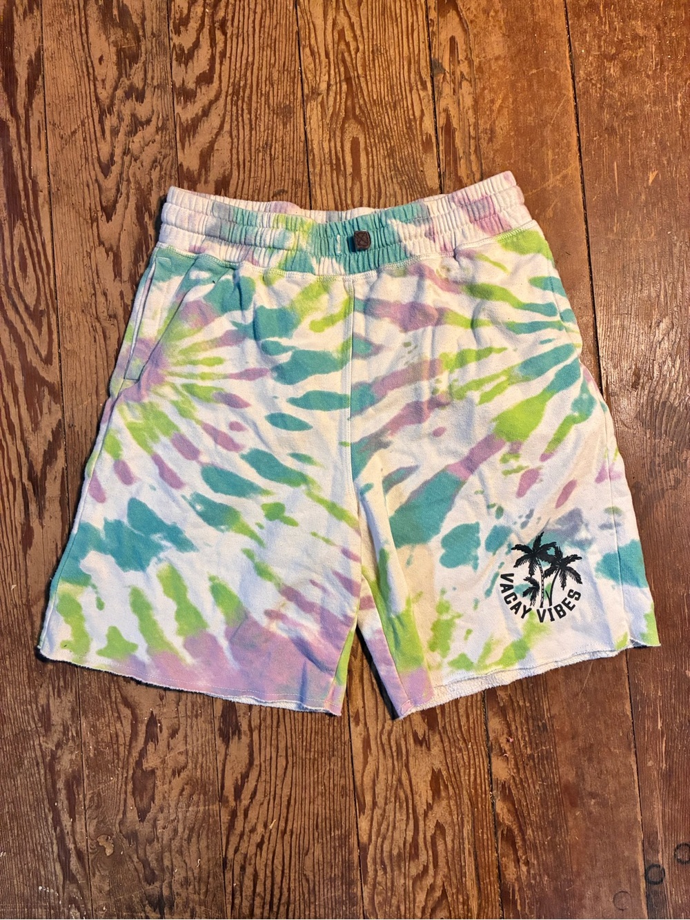 H&M Tie-Dye Athletic Shorts in Green, Blue & Purple